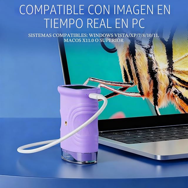 Foto 6 de 7 de Microscopio para Niños, Microscopio Digital, Pantalla IPS de 2.0'', 50-1000x, 8 Luces LED, USB Recargable