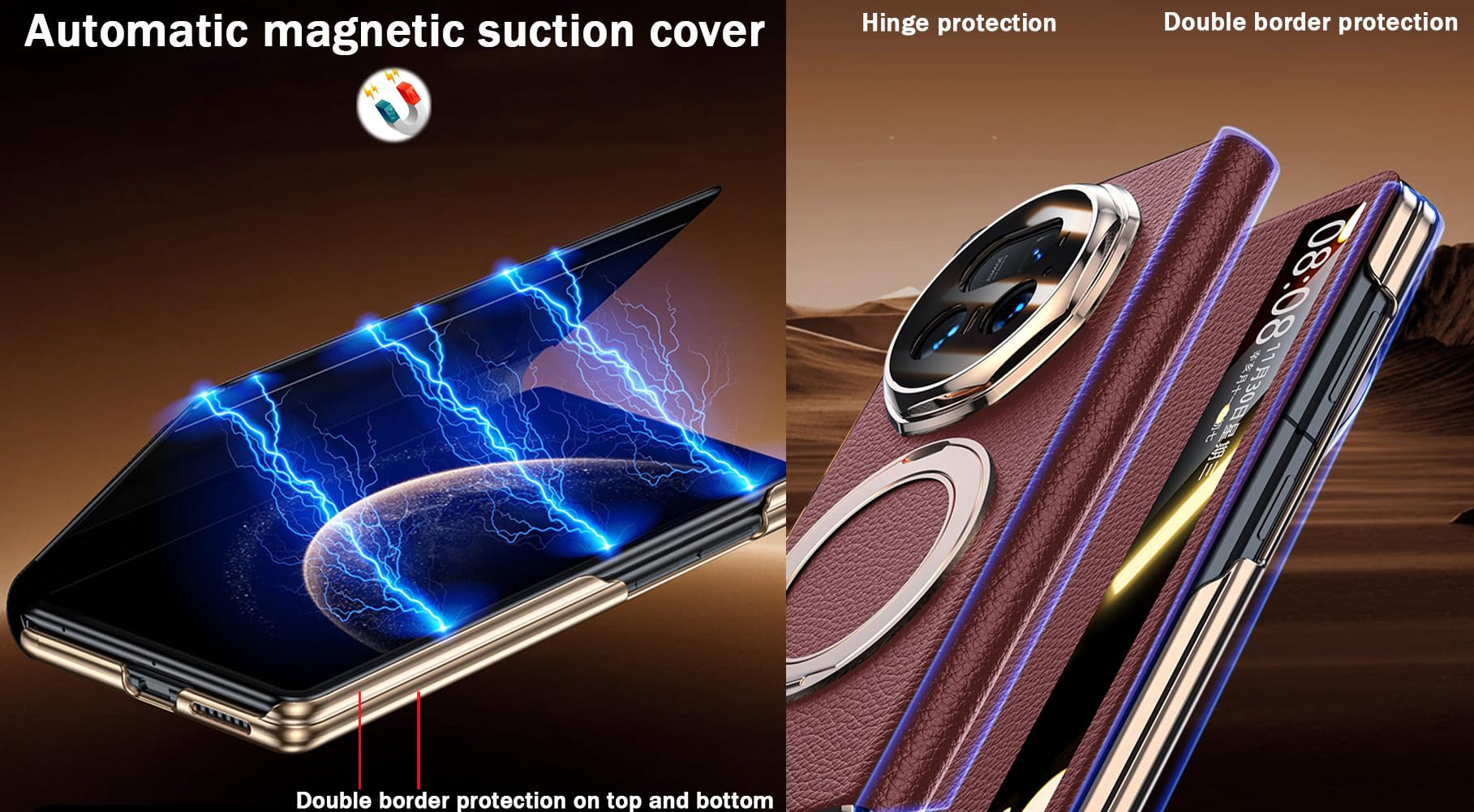 Custodia Intelligente in Pelle per Honor Magic V5. Chiusura Magnetica. Cover/Shell per Magic V 5
