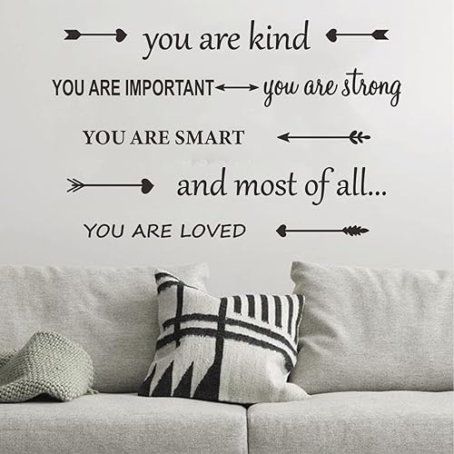 Miniatura 4 de Calcomanías de pared motivacionales para decoración de pared, You are Kind Strong Loved Positive Wall Stickers para niños, flechas de bricolaje,