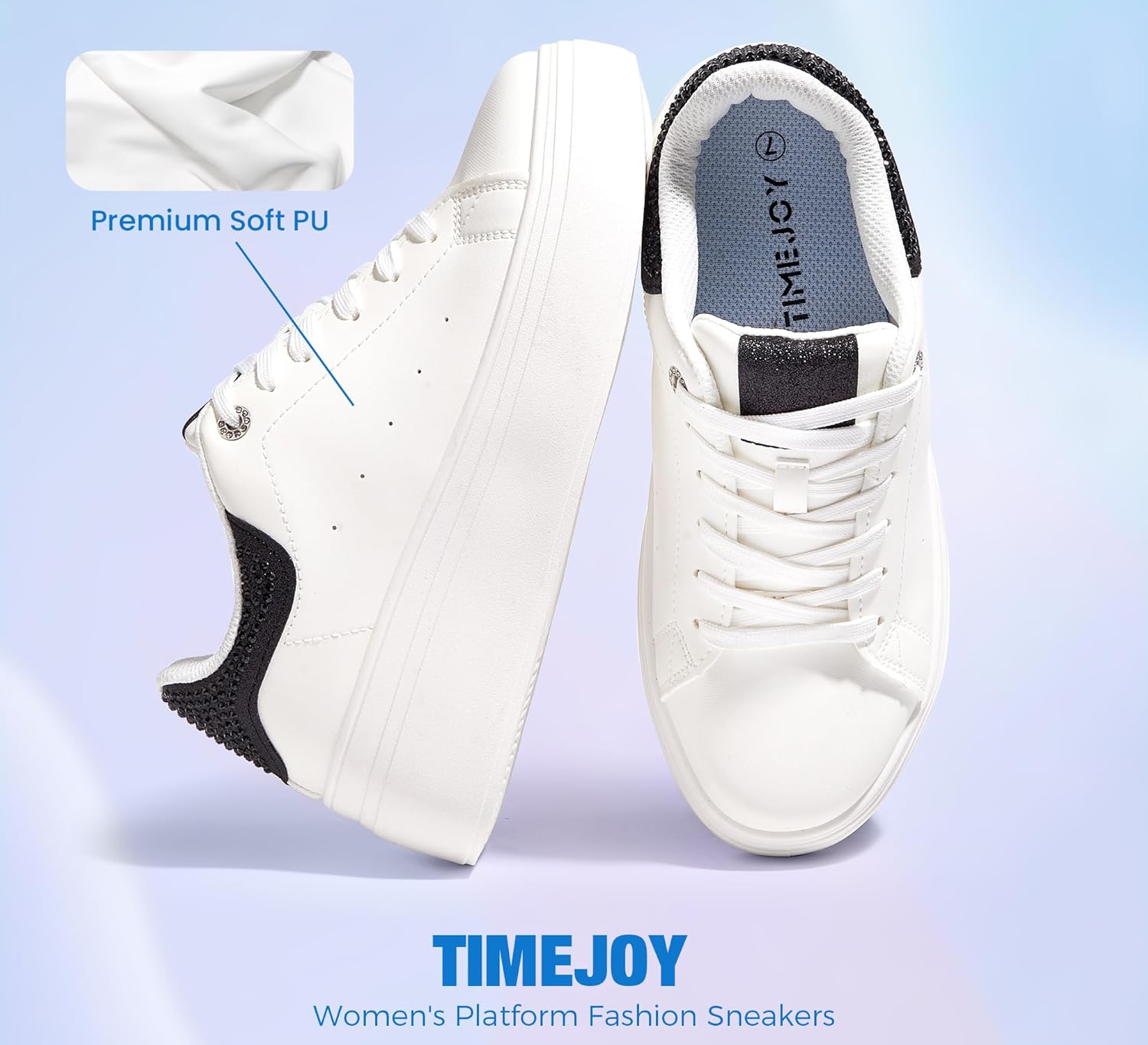 Women's Platform Fashion Sneakers Faux Leather & Anti-Slip Sole Classic Tennis Shoes for Casual Lace up Sport & Walking - Image 5