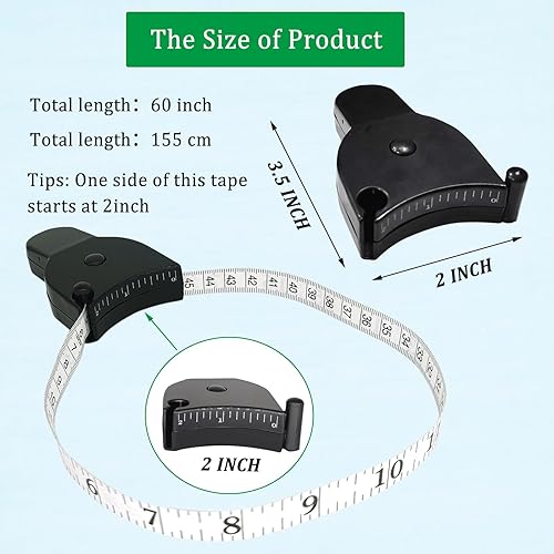 Miniatura 2 de Reglas de cinta métrica telescópica automática, paquete de 4 cintas métricas para el cuerpo de 60 pulgadas, cinta métrica de tela de costura negra