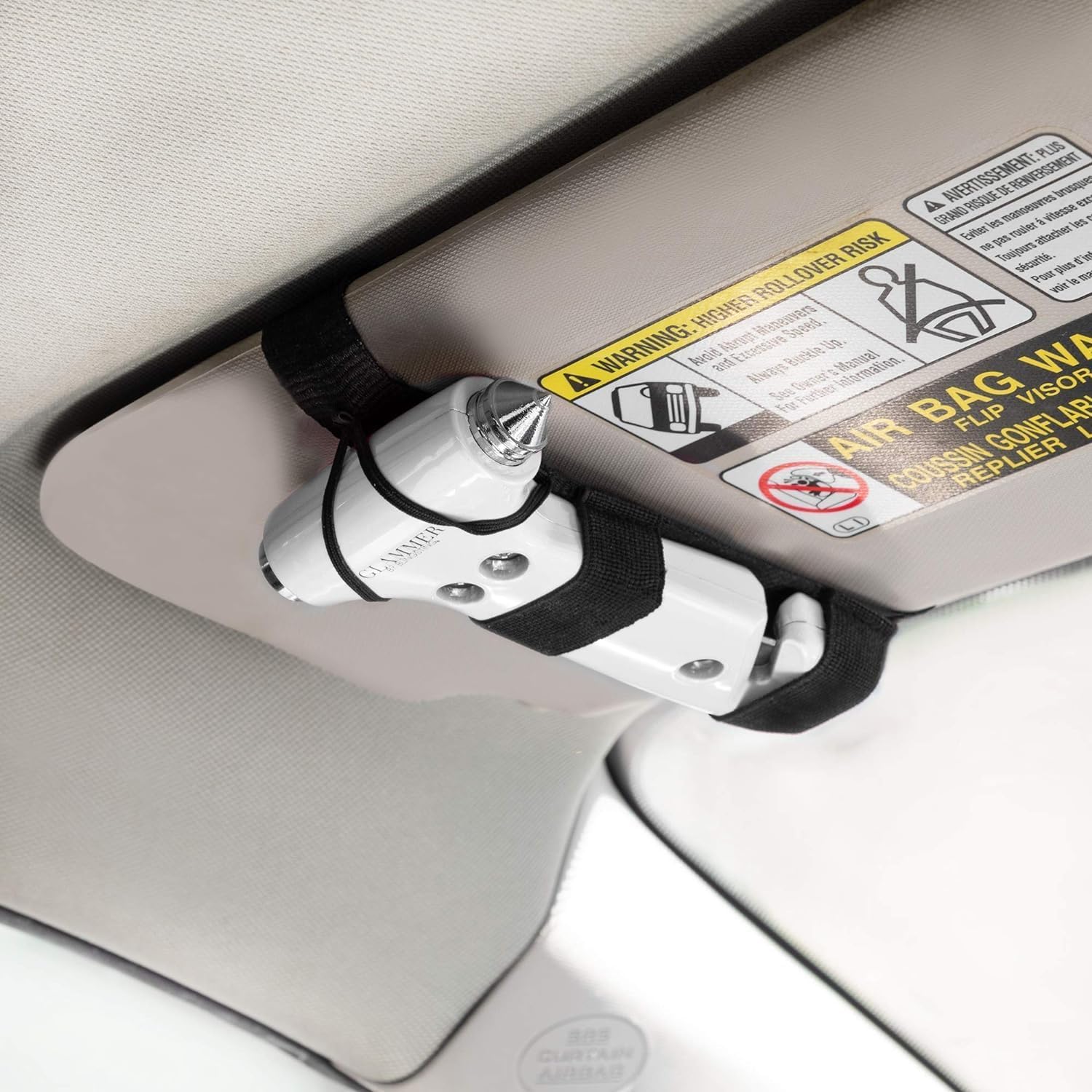 BLINGSTING Safety Alarm & Car Escape Hammer, 125 db Siren & LED Light, Emergency Window Breaker, Belt Cutter & Visor Strap
