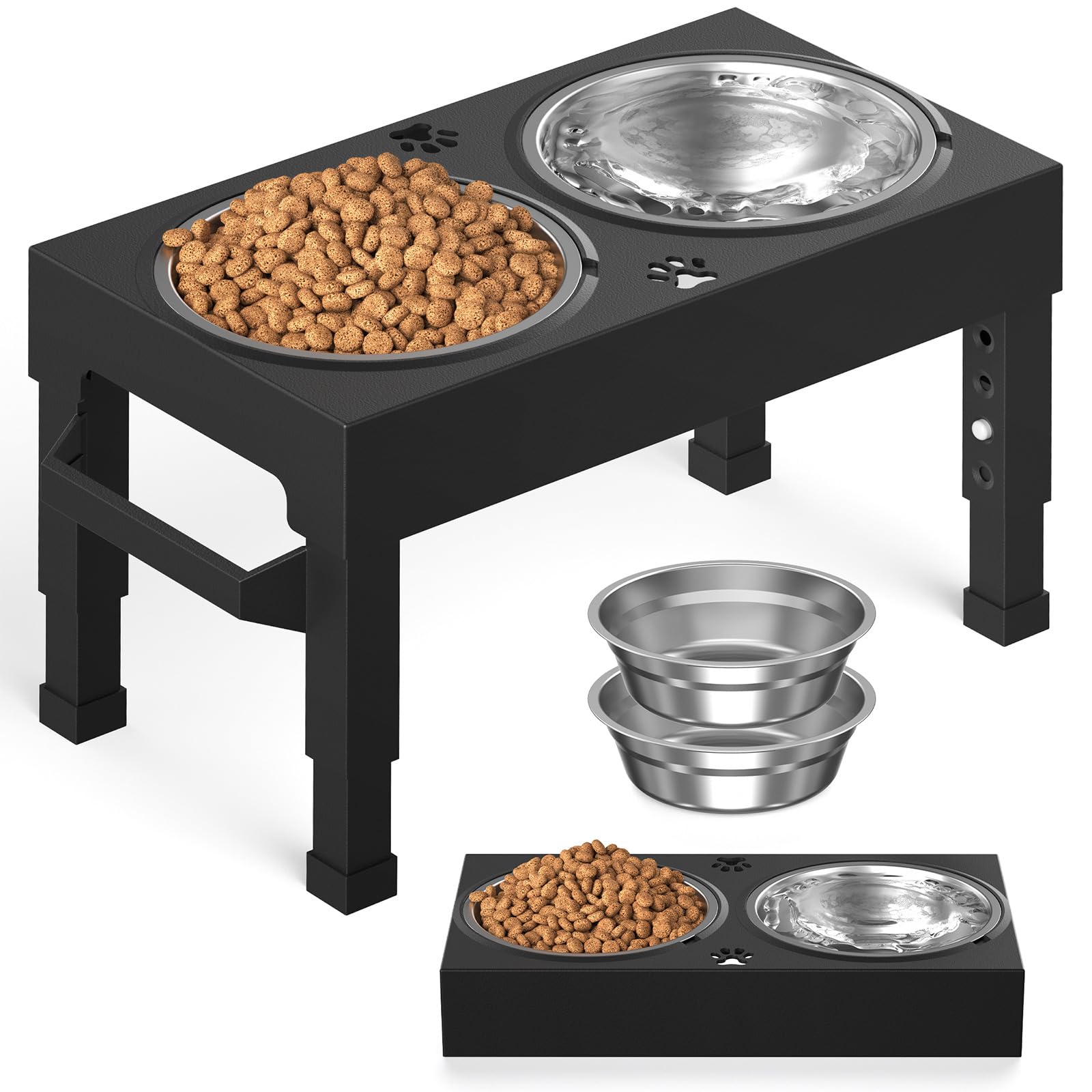 Photo 1 of Elevated Dog Bowls Stand Large Breed, Height Adjustable Raised Dog Bowls Holder with 2 Stainless Steel Food Bowls for Small, Medium and Large Canine
