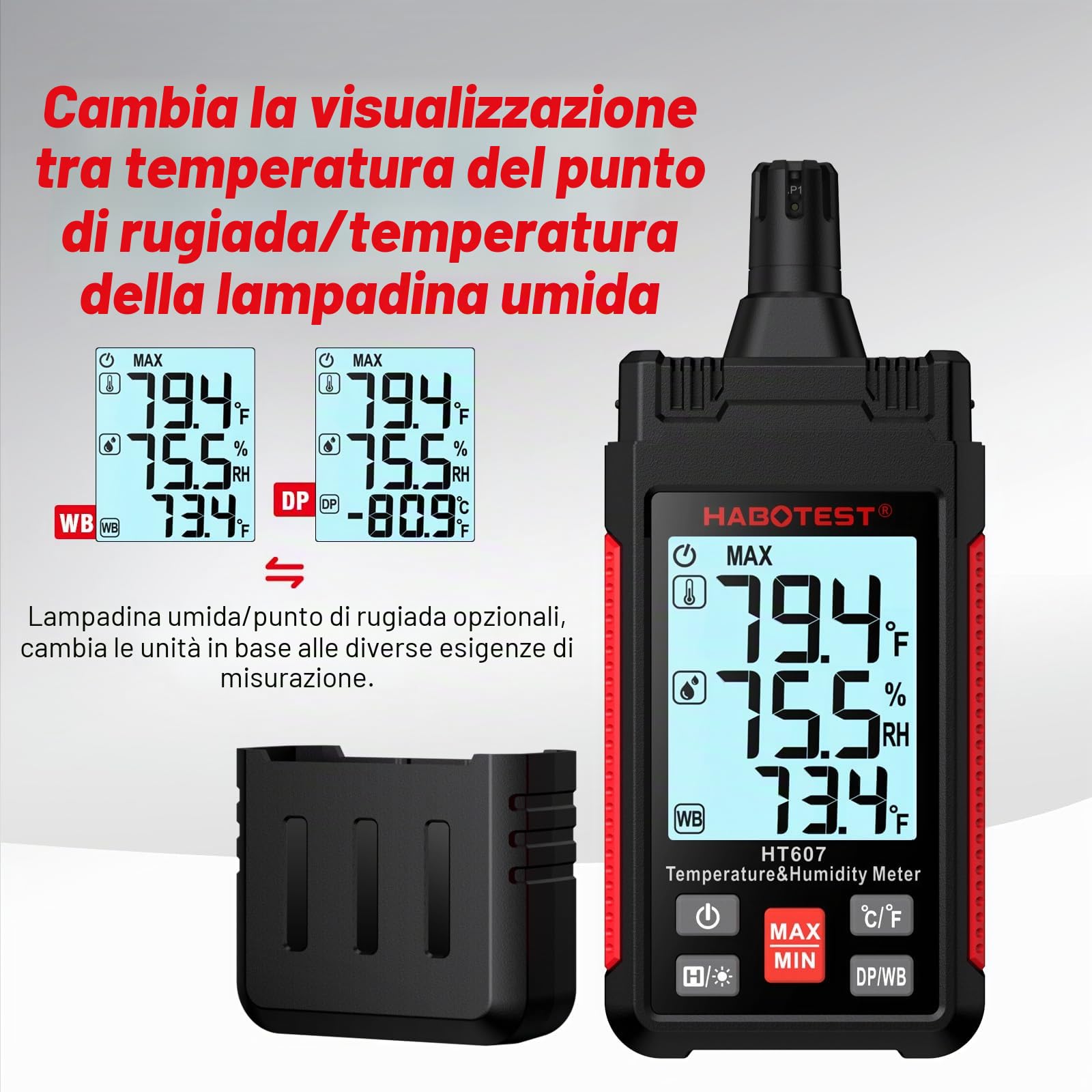 Habotest Misuratore di temperatura e umidità HT607