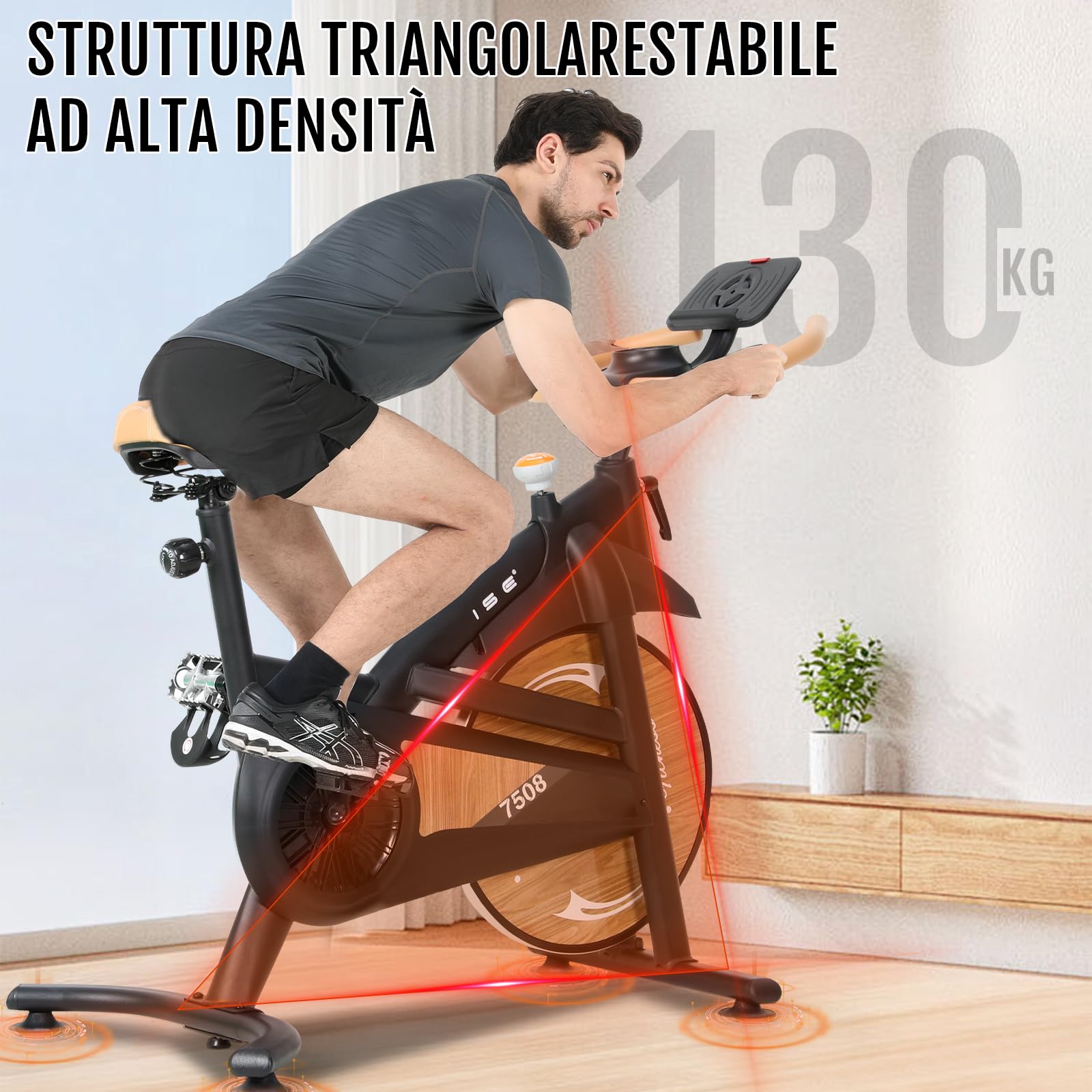 ISE Cyclette da Casa con Resistenza Magnetica, Cyclette per Casa Professionale Exercise Bike con Schermo LCD Supporto per Smartphone/Tablet