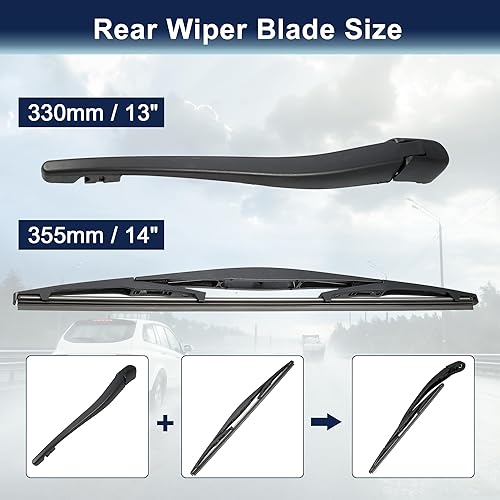 Miniatura 2 de X AUTOHAUX Juego de brazo de limpiaparabrisas trasero para Nissan X-Trail 2007 2008 2009 2010 2011 2012 2013