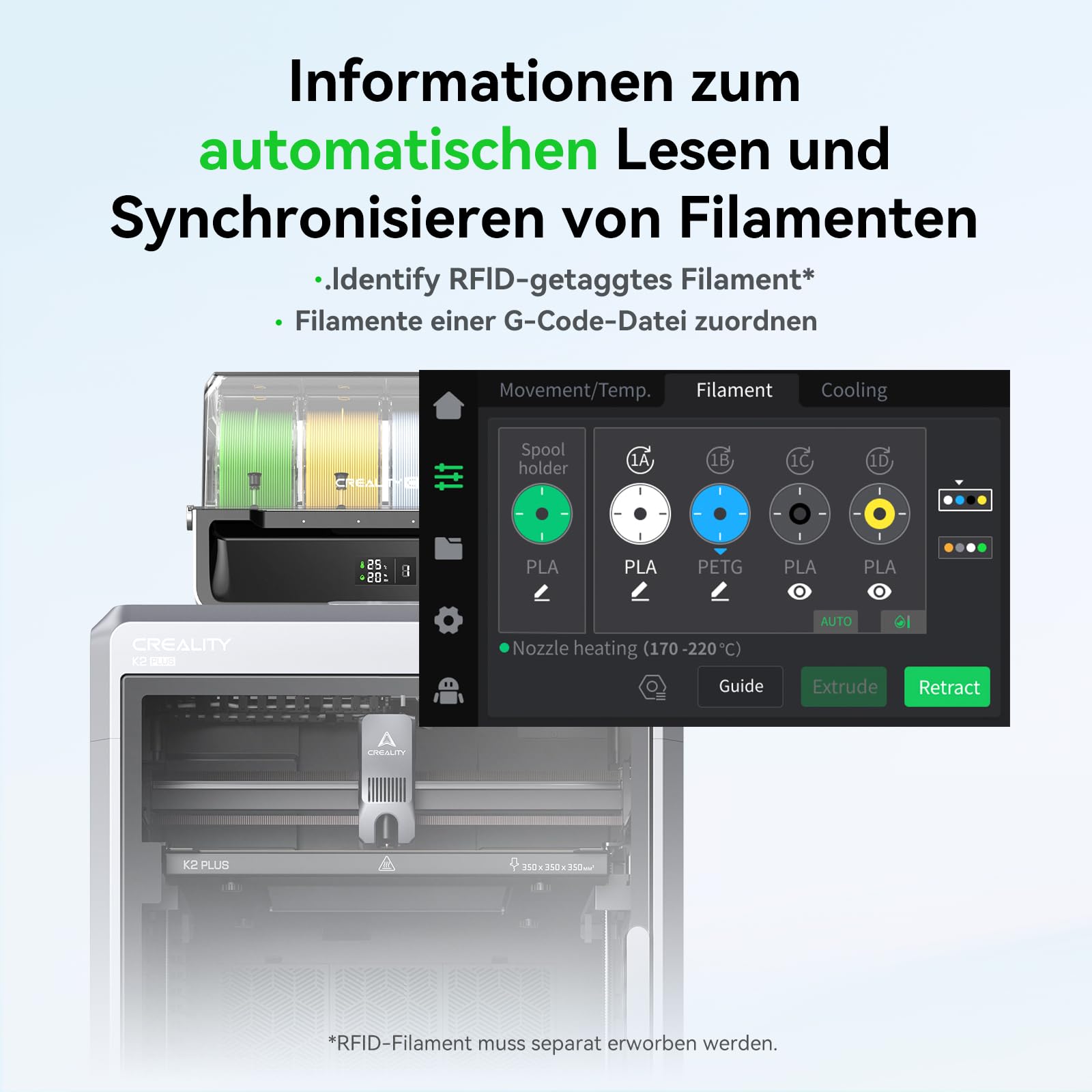 Creality CFS Automatisches Filamentsystem für 3D-Drucker, Automatischer Filamentwechsel, Mehrfarben- & Multimaterialdruck bis 16 Farben, RFID-Erkennung, Kompatibel mit K2 Plus & Hi