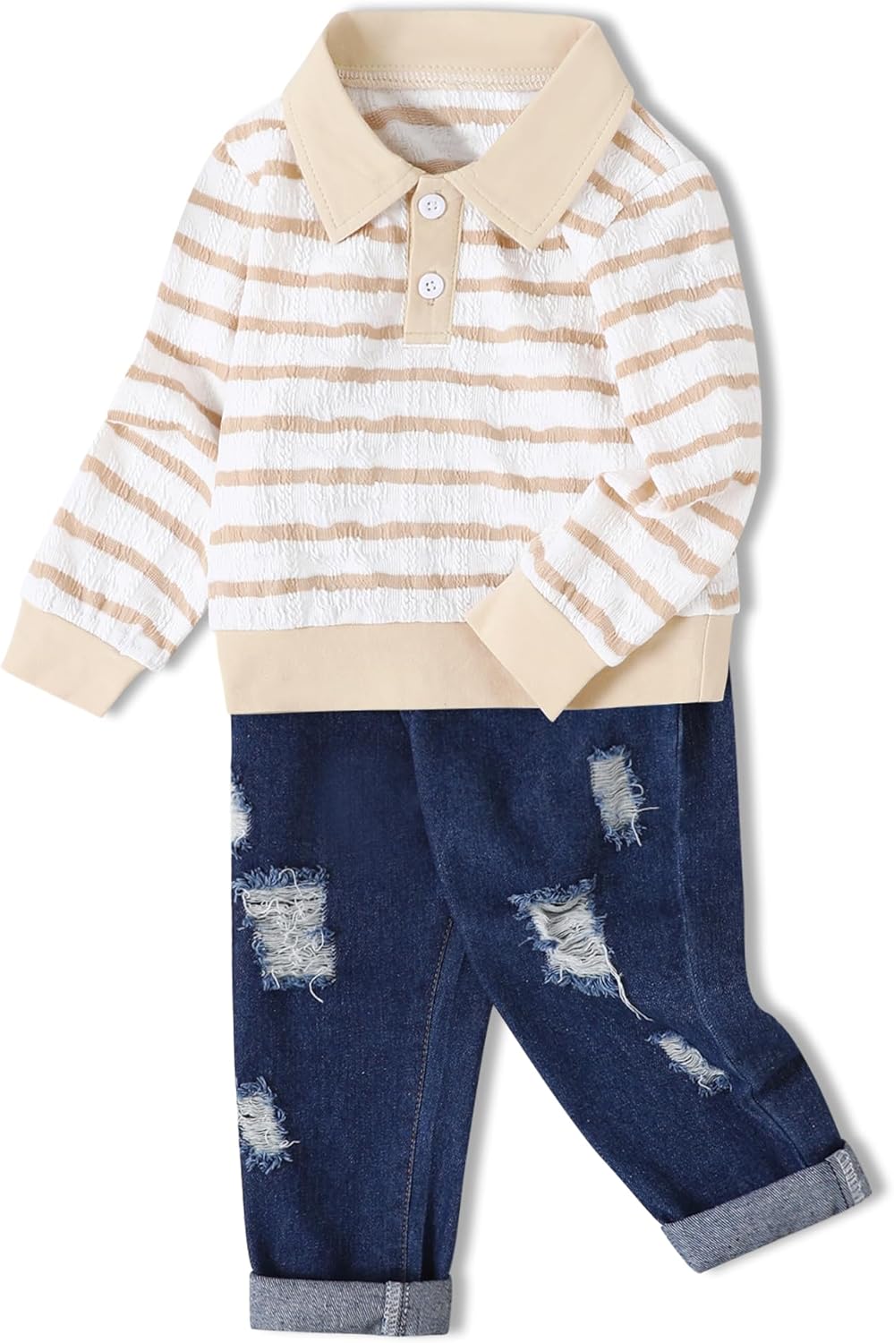 SANMIO Toddler Boy Clothes 18M-6T Toddler Boy Jeans Outfits Striped Sweatshirt Ripped Little Boys Fall Winter Clothing SANMIO Toddler Boy Clothes 18M-6T Toddler Boy Jeans Outfits Striped Sweatshirt Ripped Little Boys Fall Winter Clothing