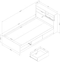 Vista 3 de South Shore Fynn - Juego de cama y cabecero, color roble invierno