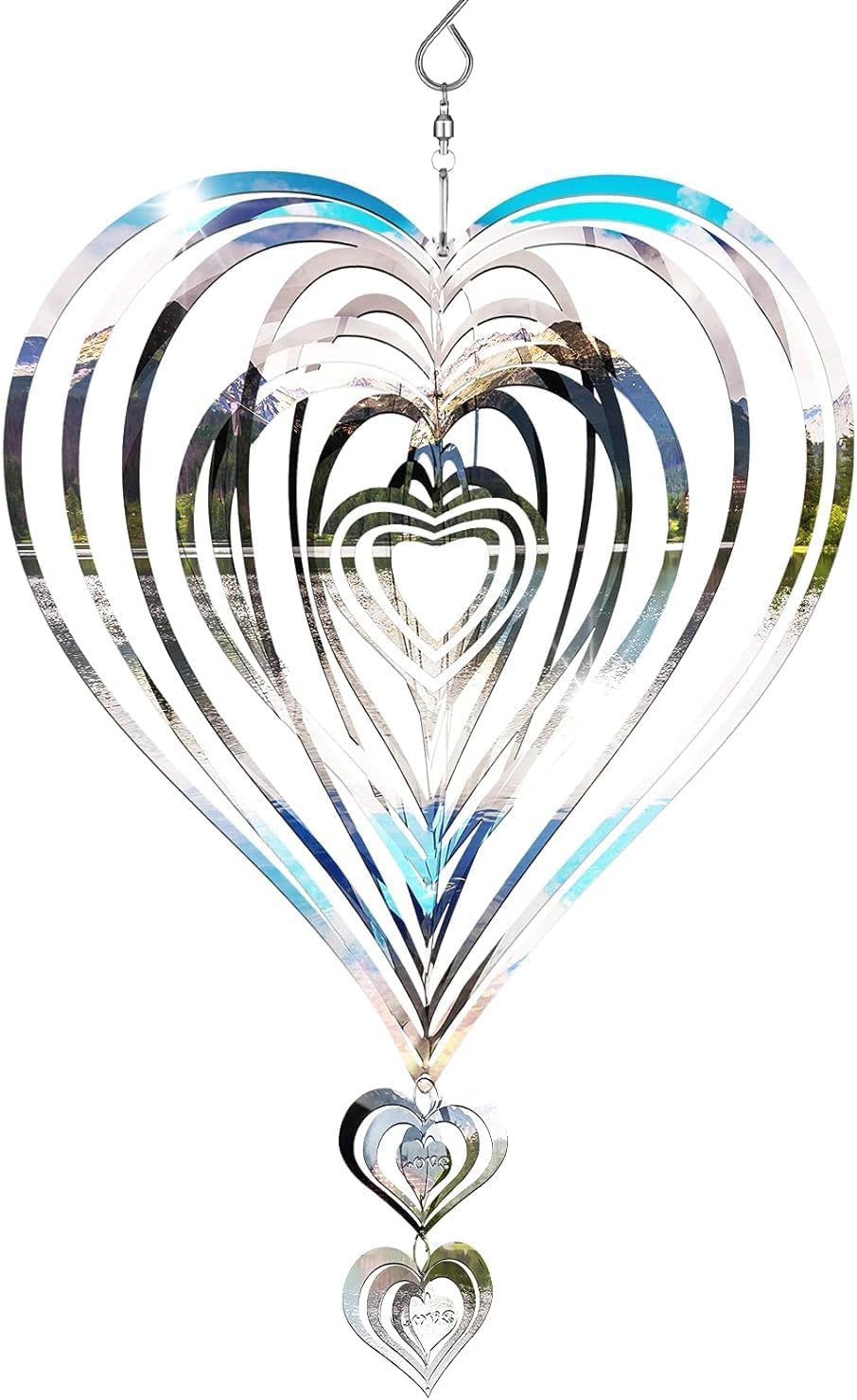 GOLKIPAR (LABEL) Heart Shape Wind Spinner, 3D Wind Spinners,Wind Spinners Outdoor Metal, Garden Ornaments,Indoor Outdoors Wind Spinner Decorations
