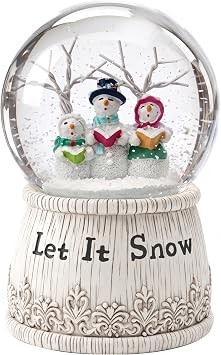 Topadorn Musical Snow Globe with Snowman and Glittering Snowfall, Christmas Music Box Home Decor for Holiday, Office Desk, Festive Gift Idea, Let It Snow