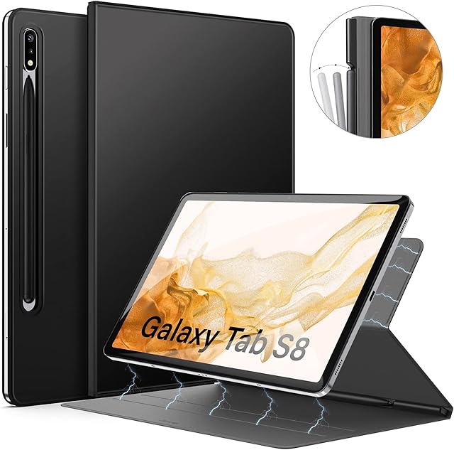 ZtotopCase Case for Samsung Galaxy Tab S7 / S8 2022 11 Inch, Magnetic Back Cover with Auto Sleep/Wake for Samsung Tab SM-T870/T875/X700, Black