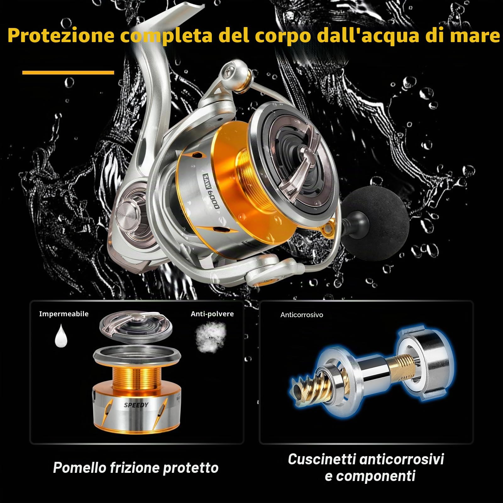 Seaknight SPEEDY Mulinello da pesca in acqua salata 10+1 cuscinetto 6.2:1 mulinello da pesca in mare anticorrosione per pesca alla carpa luccio in fibra di carbonio Drag Max 11 kg