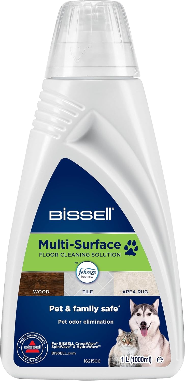BISSELL Tüm Yüzeyler İçin Evcil Hayvan Zemin Temizleme Deterjanı ve Febreze 1 L | CrossWave, SpinWave ve HydroWave için | Sert zemin ve halılardan evcil hayvan koku ve lekelerini giderir | 2550