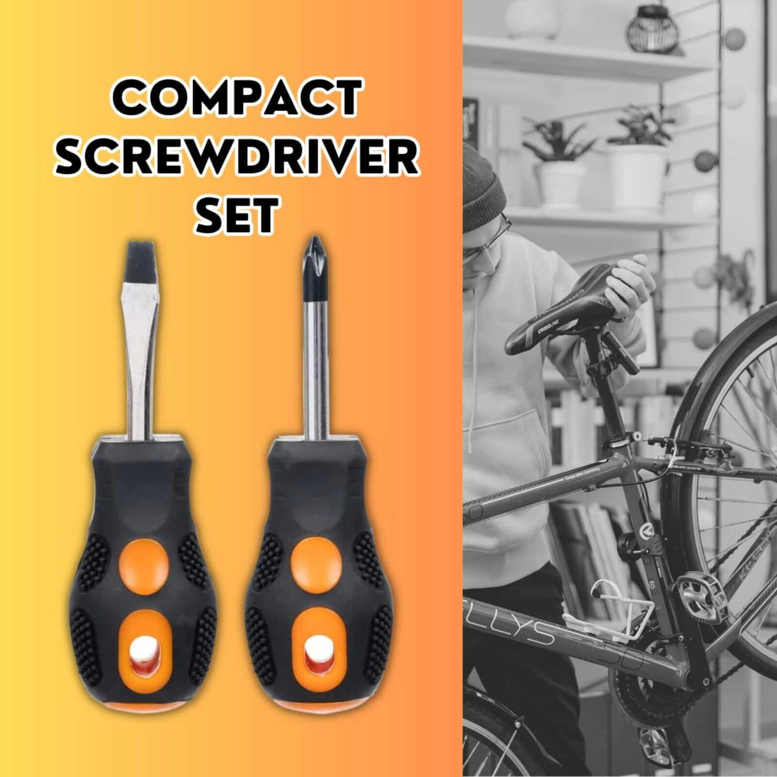 Set of 2 Handy Short Compact Screwdriver Set - Ideal for General Use and Confined Spaces.Short Screwdriver - Image 2