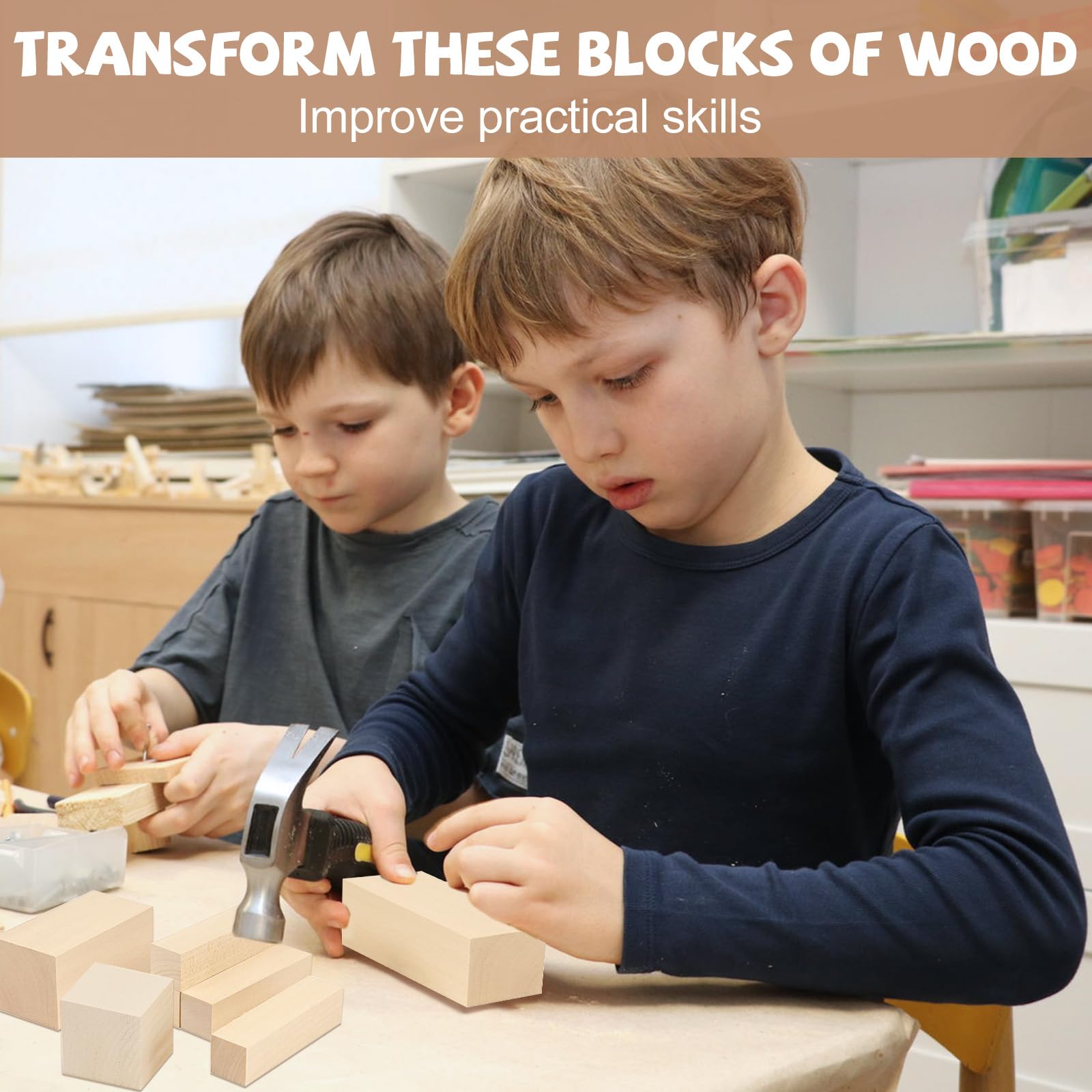 AUNHOKE 12 Pcs Basswood Carving Blocks, Whittling Wood Set for Crafts Wooden Blocks for Craft Unfinished Wooden Blocks - Image 2