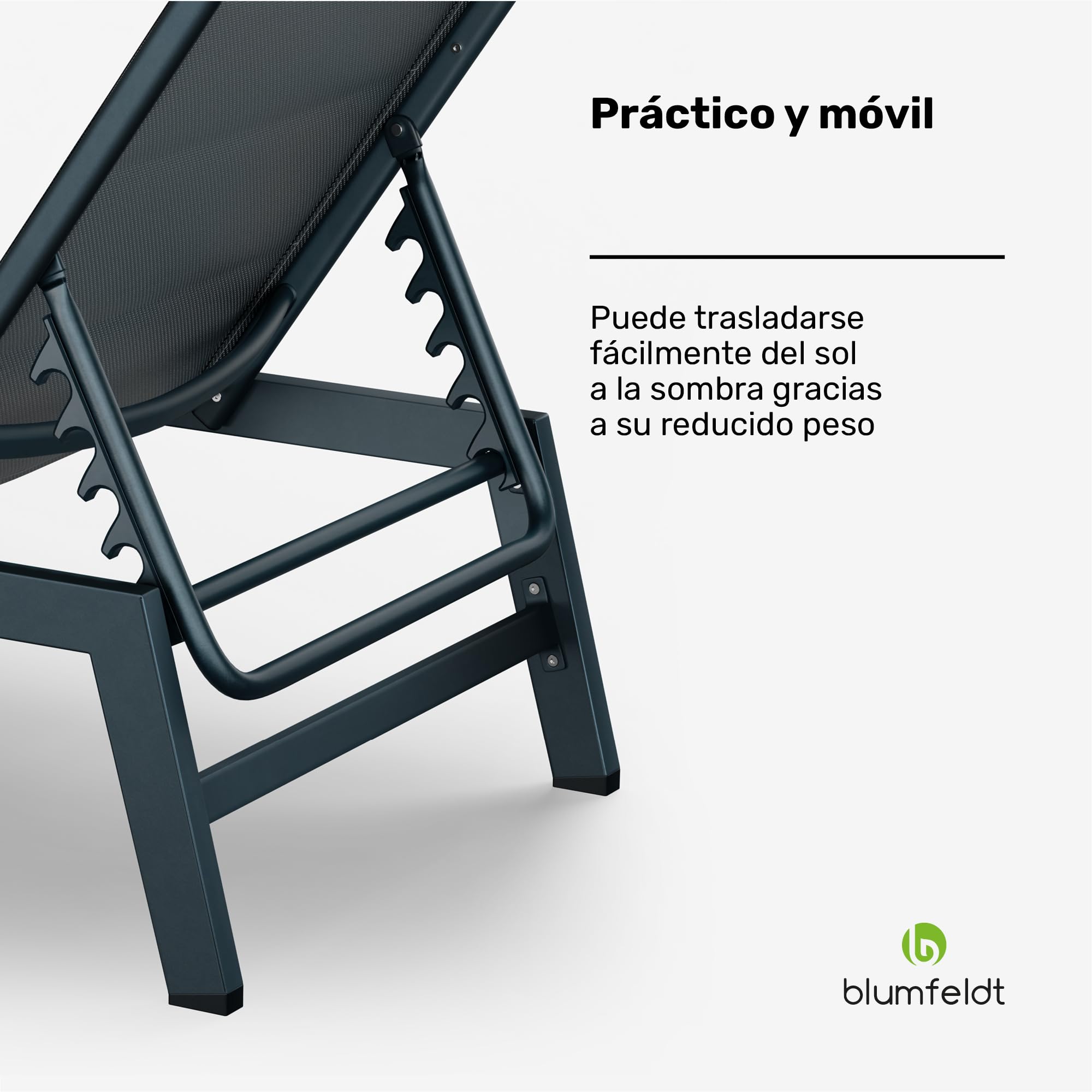 blumfeldt Renazzo Lounge - Tumbona de jardín, 186 x 56 cm, Respaldo de Altura Regulable, Impermeable y Acolchada, Malla ComfortMesh, Antracita