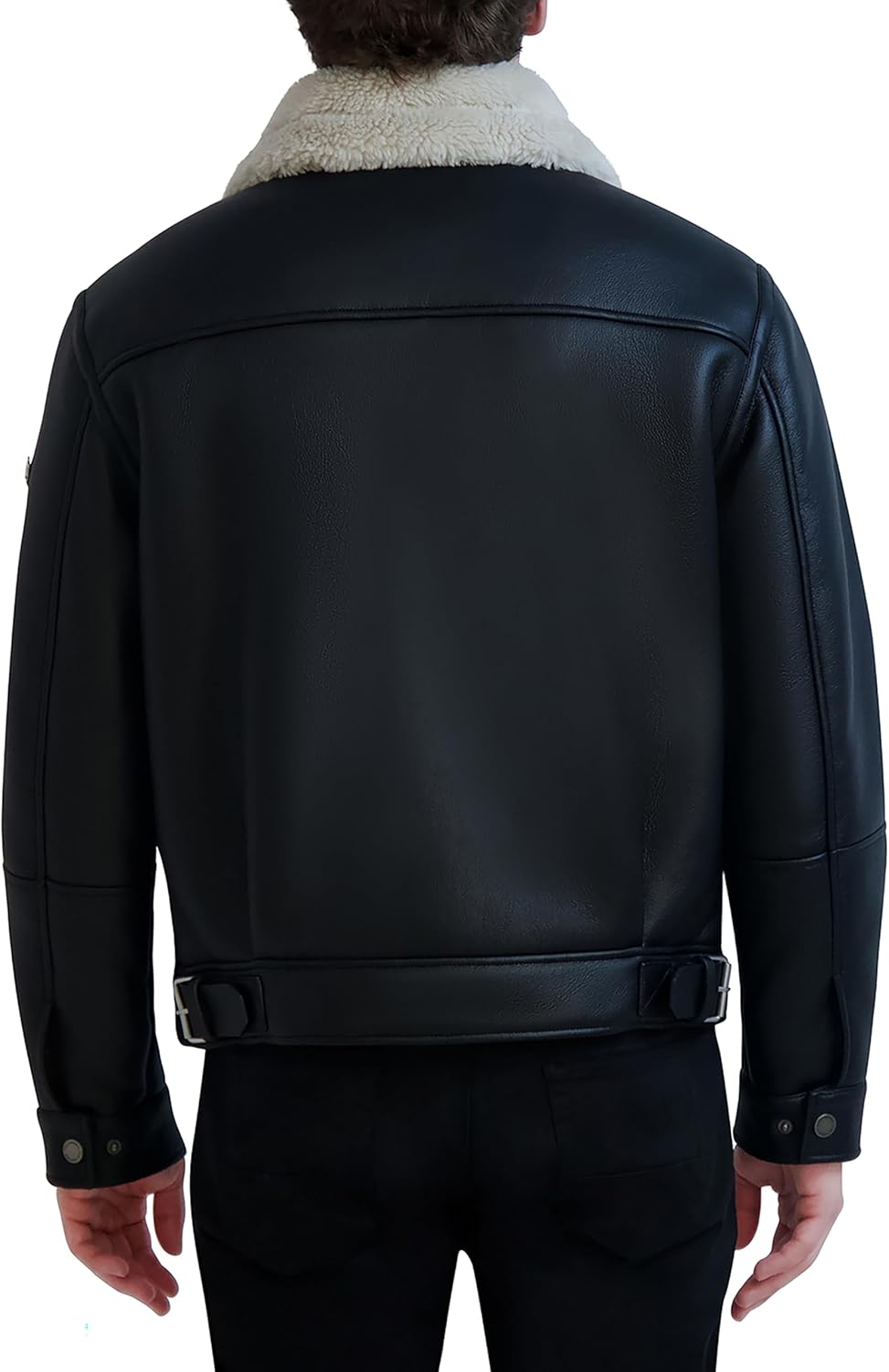 KARL LAGERFELD mens Karl Lagerfeld Paris Men's Faux Shearling Trim Aviator Jacket - Image 3