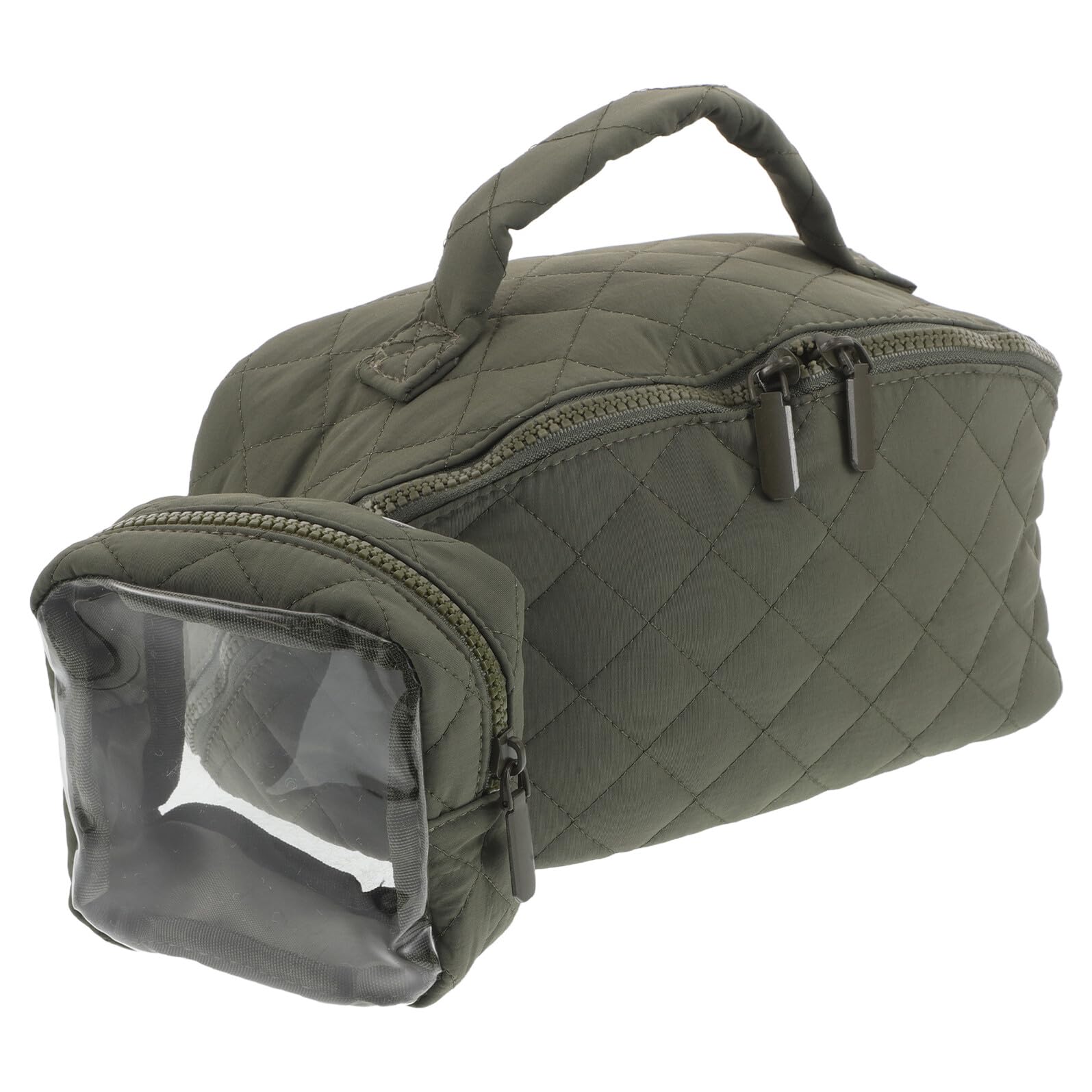 Borsa Cosmetica da Viaggio Donna in Dacron Nero, Grande | Divisori Multipli e Scomparto Principale Spazioso, Manico Pratico, Uso Quotidiano e Viaggi di Lavoro