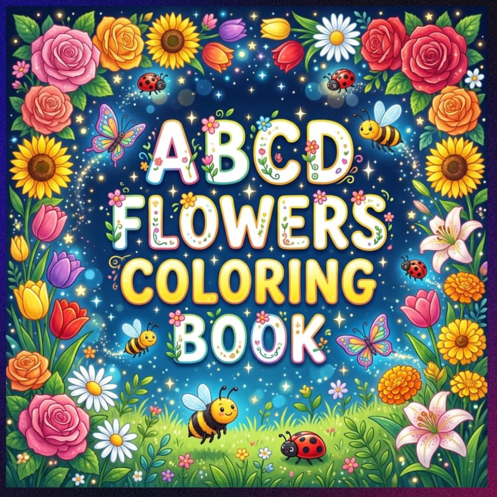 ABCD Flowers Coloring Book for Kids: A Fun Alphabet Flower Coloring Adventure for Kids to Learn Letters and Beautiful Flowers