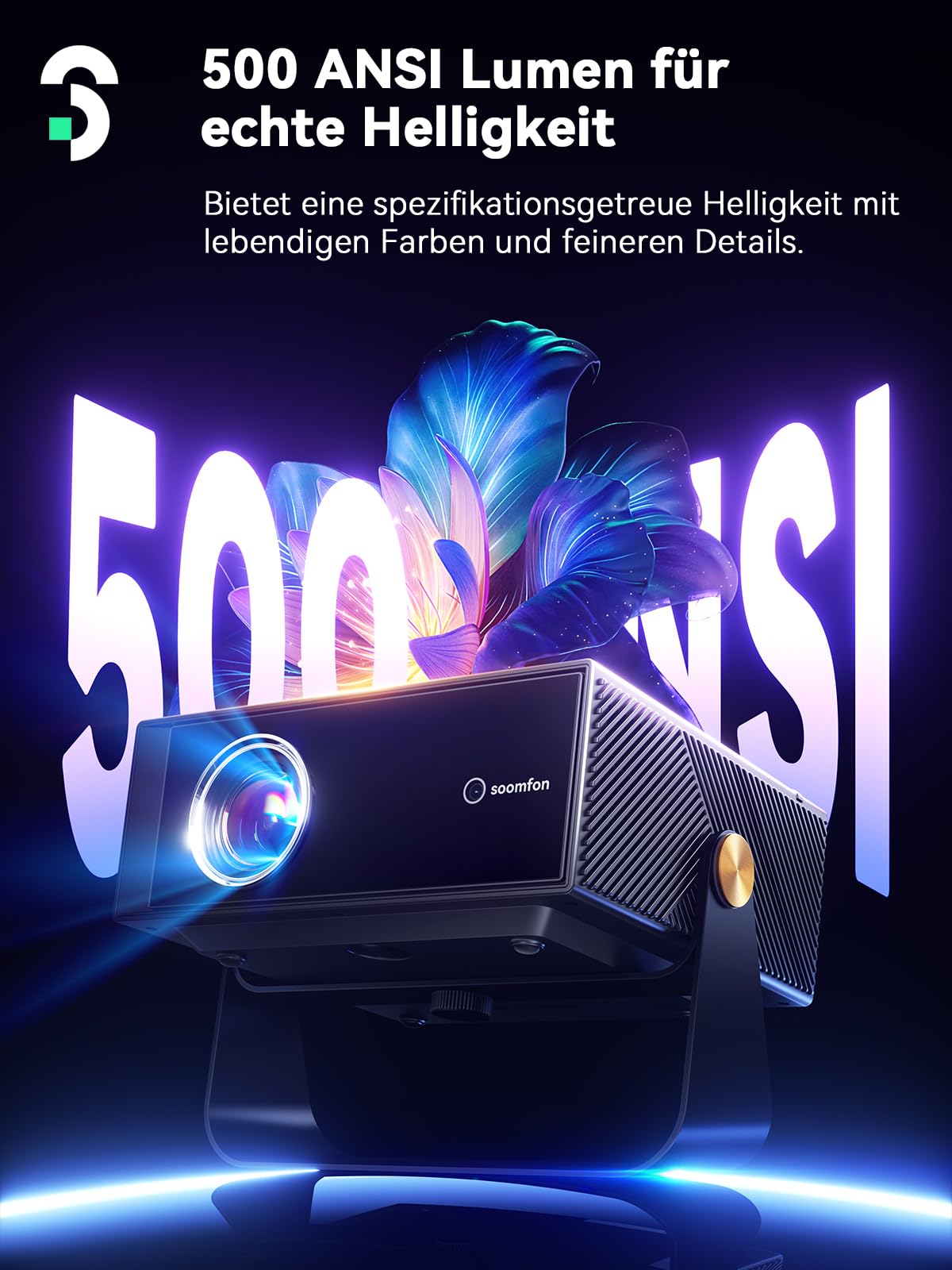 SOOMFON Smart Beamer 4K Heimkino Mini Projektor Autofokus Trapezkorrektur WiFi Bluetooth