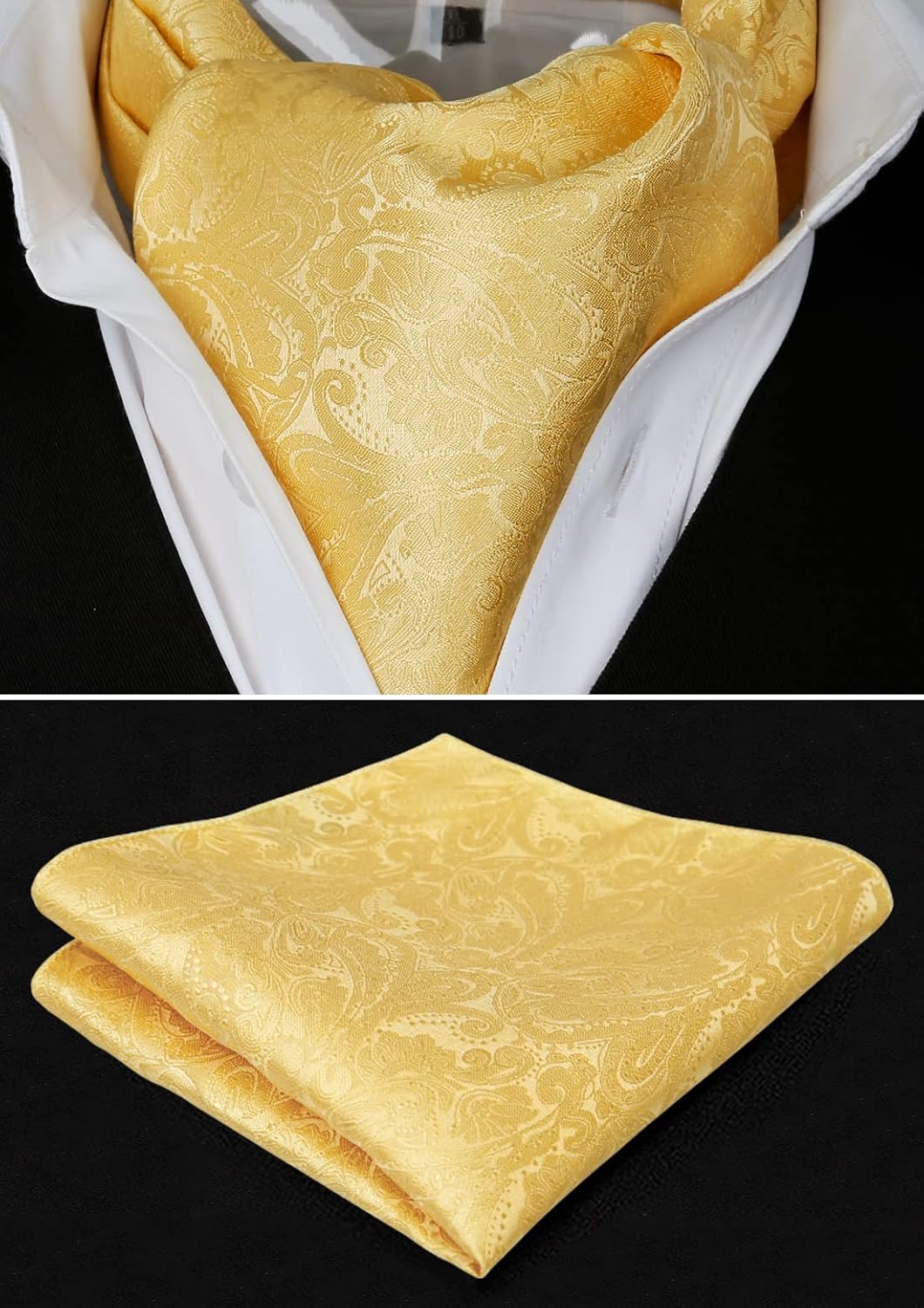 Alizeal Mens Self-tied Cravat Tie Ascot and Pocket Square Set - Image 7