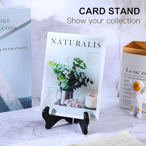 Miniatura 7 de 3 soportes de madera decorativos para platos, soporte para marco de fotos, soporte de caballete negro para exhibir fotos, libros de cocinero,