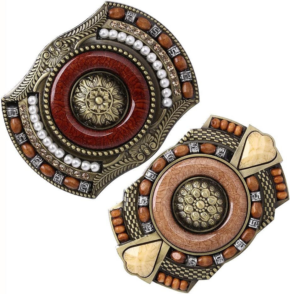 2x Mens Western Cowboy Rodeo Alloy Boho Beaded Belt Buckle Jeans Accessory