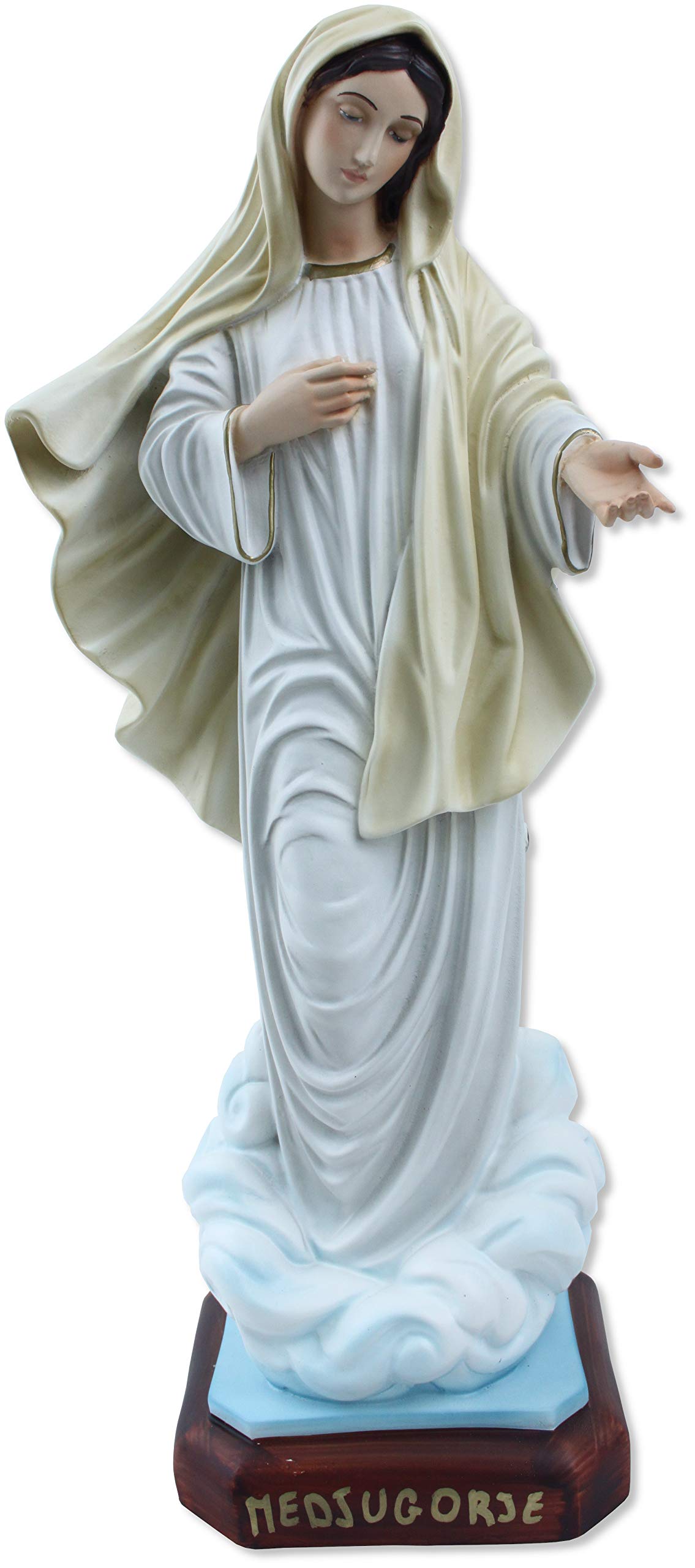 Proposte Religiose Statua della Madonna di Medjugorje in Resina Vuota. Altezza cm 40. Dipinta a Mano.