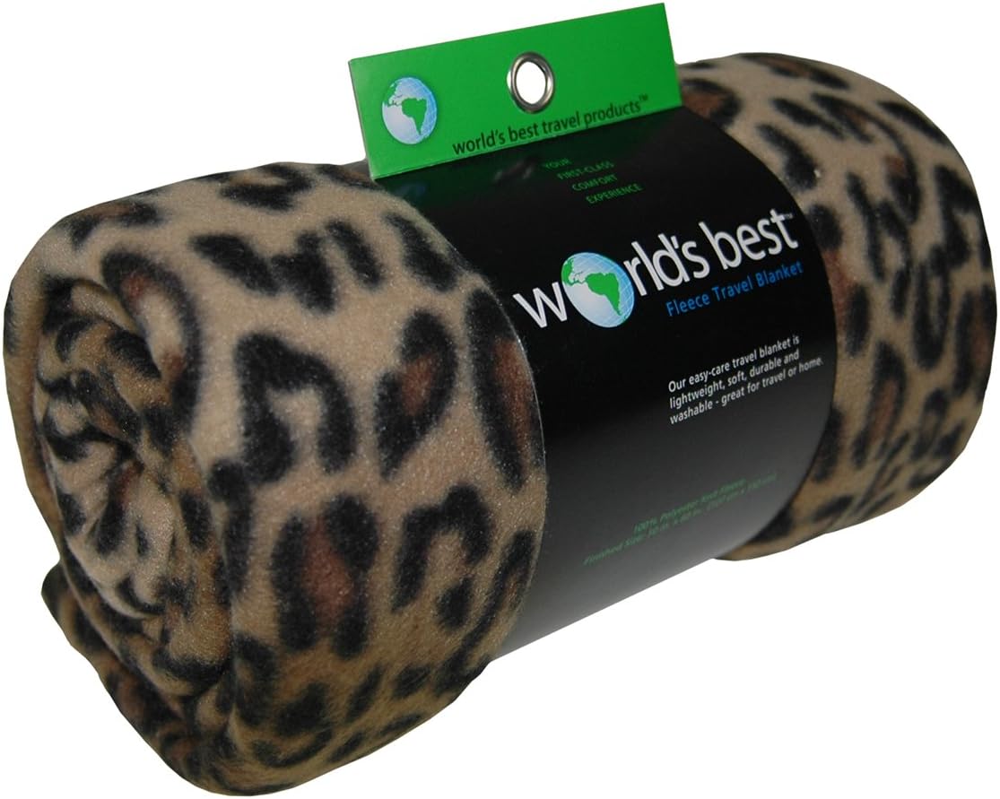 World's Best Cozy-Soft Microfleece Travel Blanket, 50 x 60 Inch, Leopard