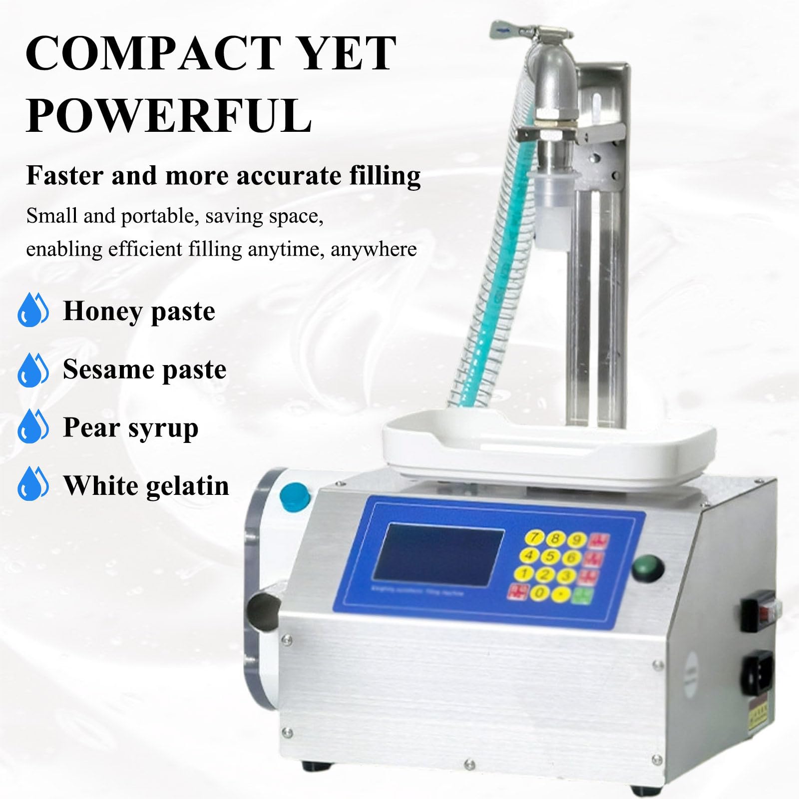Machine De Remplissage De Liquide Visqueux, Volume De Remplissage 10g-3kg / 10g-10kg, Convient pour Le Miel,La PâTe De SéSame, Poire d'automne. Plastic-3L