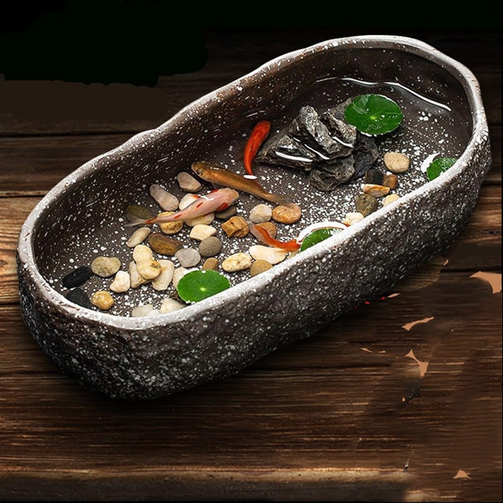 Acquario per Pesci Acquario in Ceramica Acquario for Tartarughe Bacino in Ceramica Casa Piccolo Vaso Decorativo in Ceramica for Fiori Acquari(Bruin)