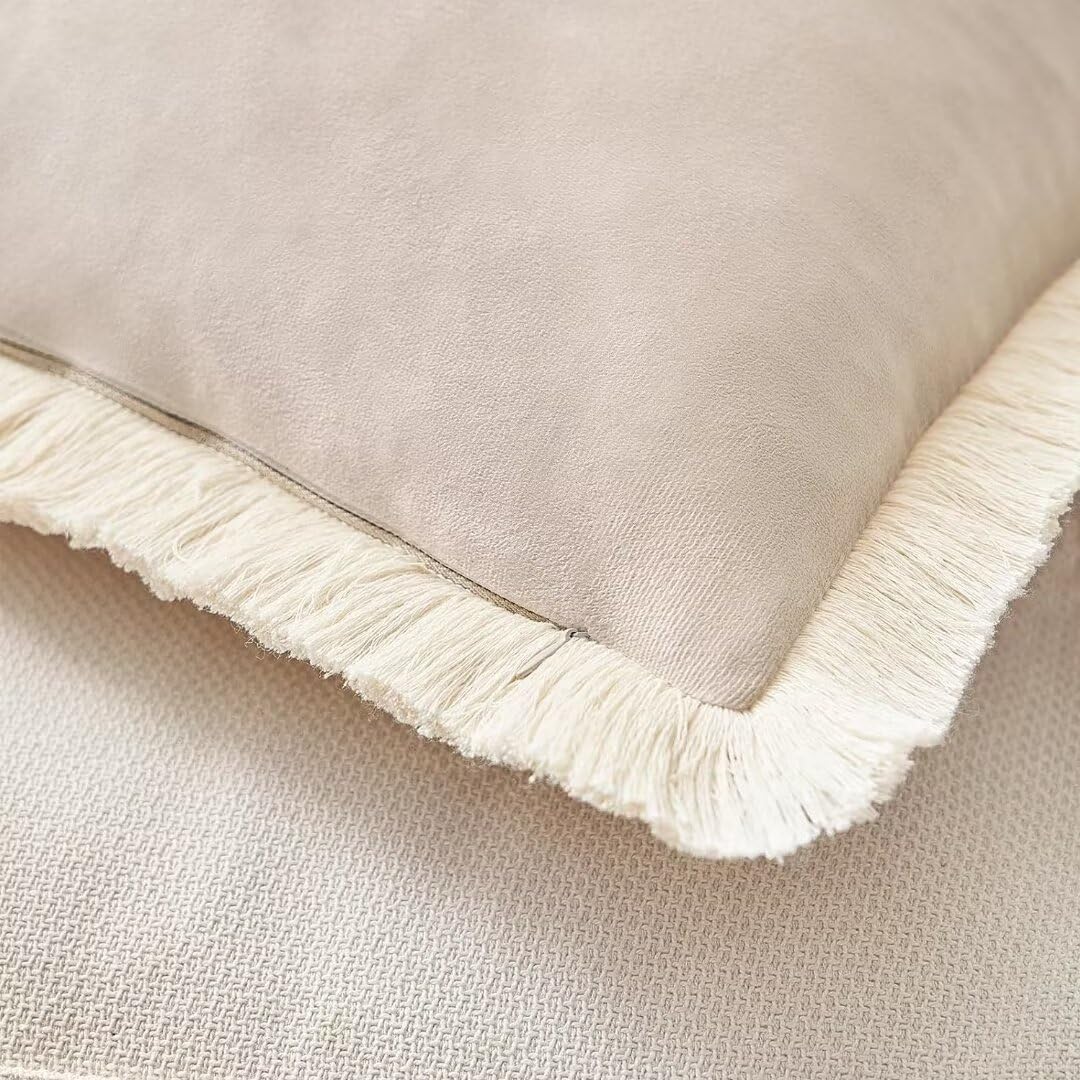 2 Pezzi 2 federe per Cuscini 60 x 60 cm 2 federe per Cuscini Decorativi Grandi in Morbido Velluto con Frange Nappe Stile Boho per Divano Camera da Letto Arredamento per la casa 20