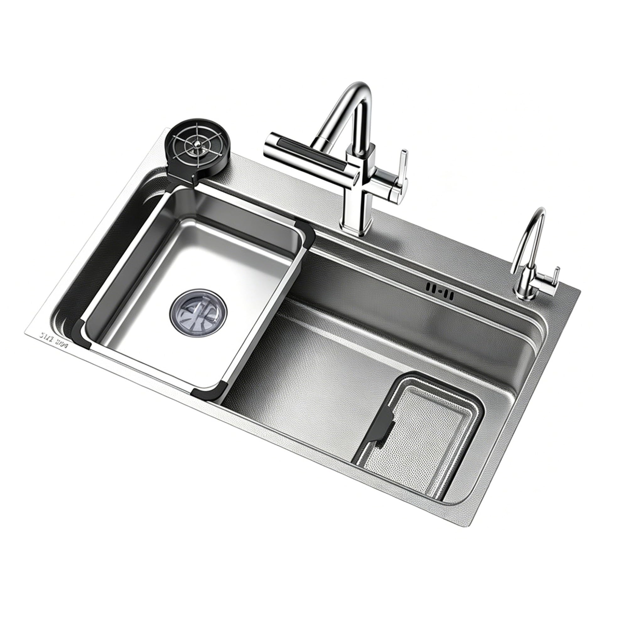 SC Stainless Steel Kitchen Sink with A Pull-Out Waterfall Tap, Suitable for Hotels Cafés(75cm)