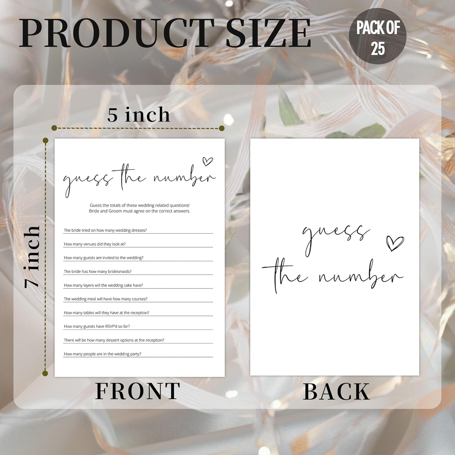 Fun Bridal Shower Games for 25 Guests - Number Challenge, Ready to Use Wedding Game Cards, Minimalist Set for Bachelorette & Engagement Parties
