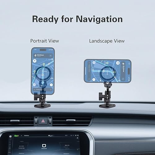 Miniatura 4 de Soporte magnético para teléfono con base de taladro estándar AMPS para Magsafe, soporte de teléfono de aluminio con rotación de 360 para tablero de