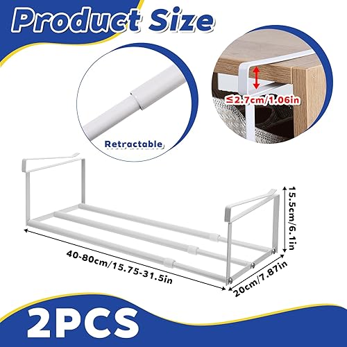Miniatura 4 de Organizador de zapatos expandible de 2 piezas, estante colgante para zapatos debajo del gabinete, estante de almacenamiento con clips de 34 pulgadas