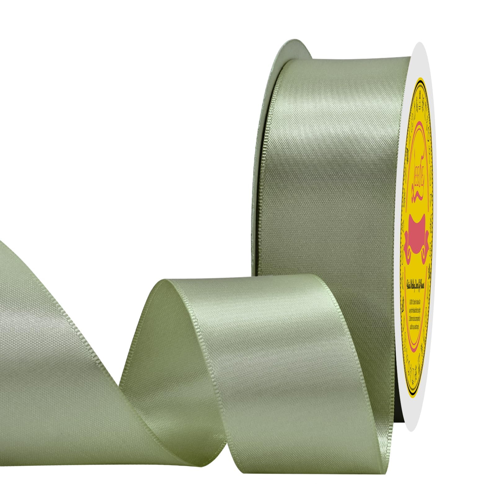 Double Face Dusty Sage Green Satin Ribbon 1-1/2 inch X 50 Yards Polyester Dusty Sage Green Ribbon for Gift Wrapping Very Suitable for Weddings Party Hair Bow Invitation Decorations and More
