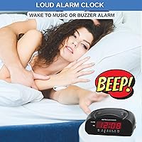 Vista 3 de Digital Alarm Clock AM/FM Clock Radio with Red LED Display, Loud Alarm for Heavy Sleepers Desk or Bedside Clock