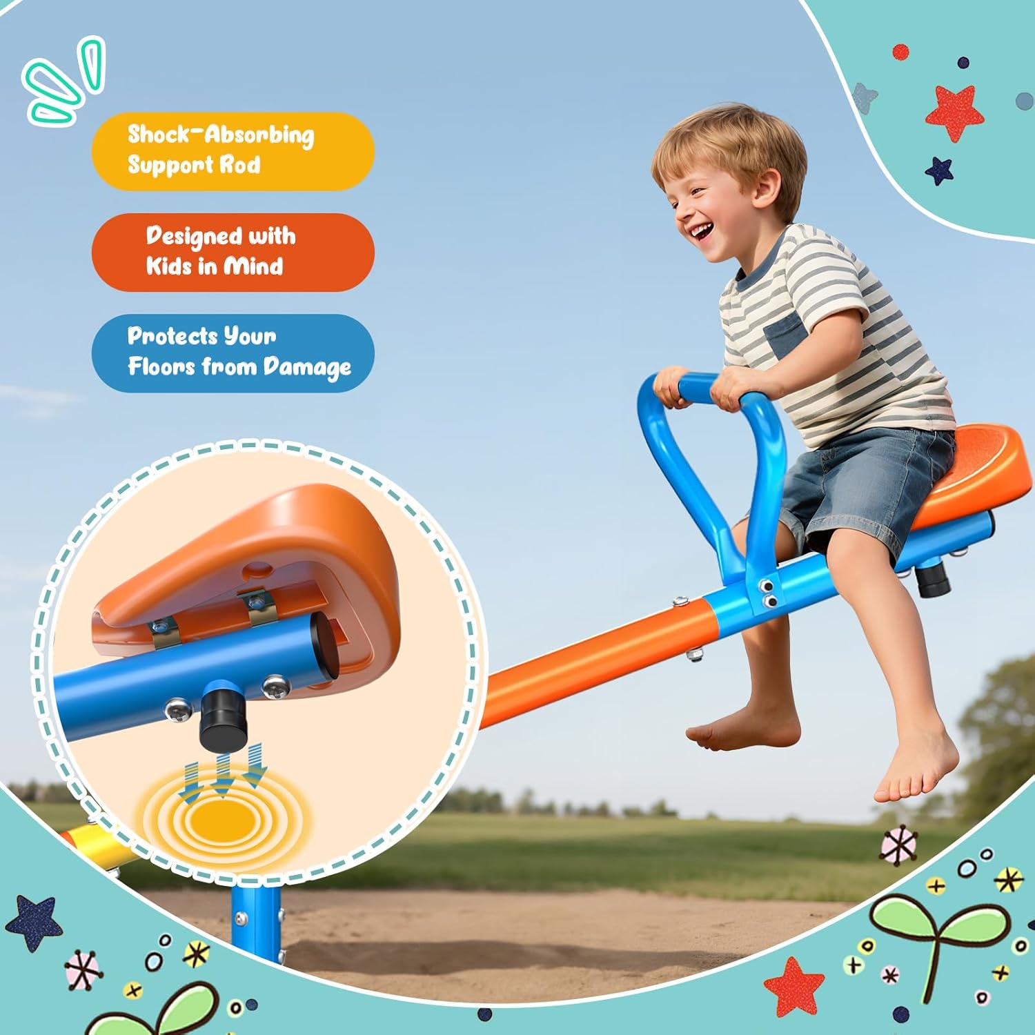 Seesaw -Teeter Totter for Kids Ages 3-8 -Toddler Seesaw with 360° Swivel-Sit and Spin Teeter Totter - Durable Outside Toys for Indoor & Outdoor Playground Playhouse Backyard
