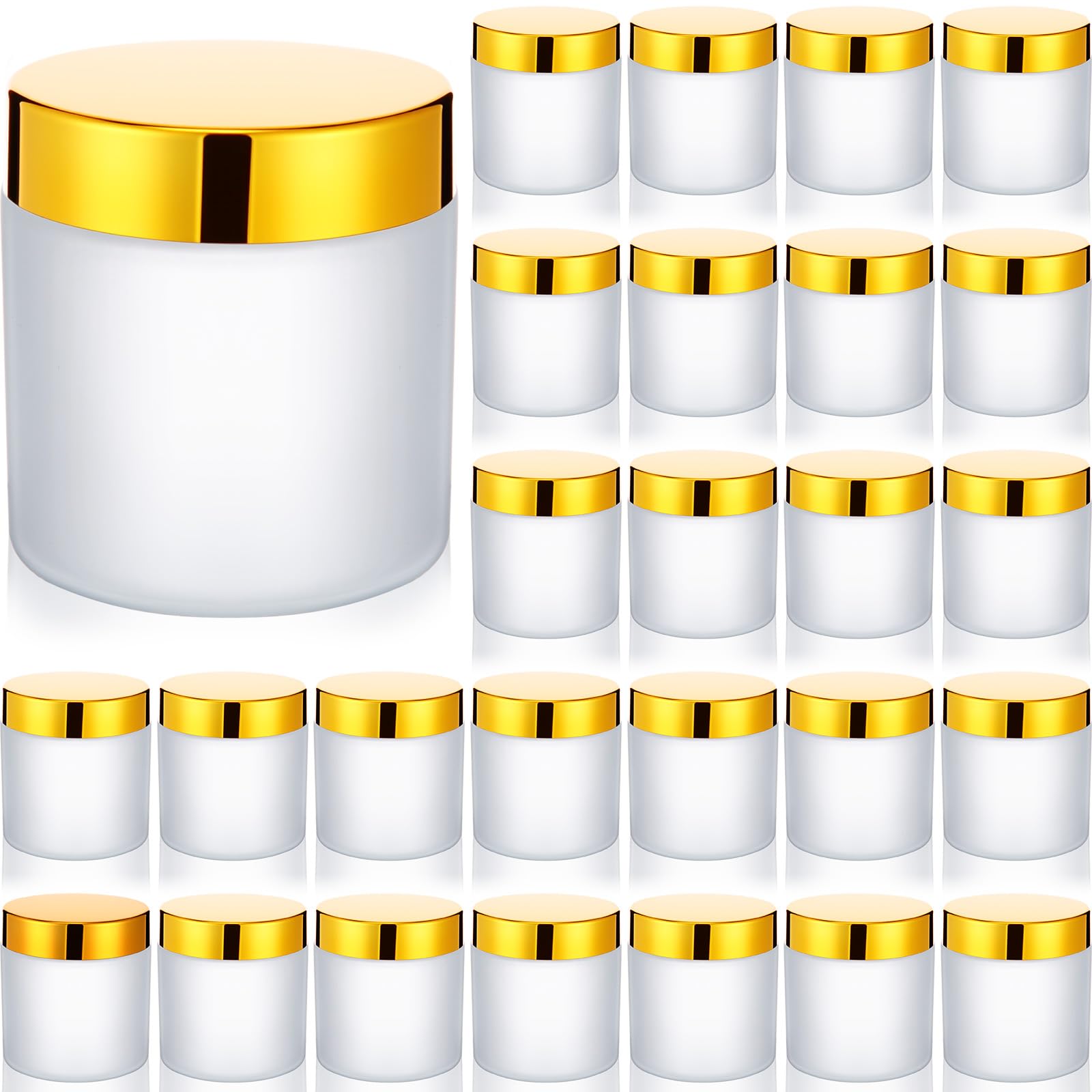 Geiserailie 30 Pcs 3.5oz Glass Jars with Plastic Wood Grain Lids Leakproof Airtight Empty Cosmetic Jars Sample Containers for Storing Lotions Powder