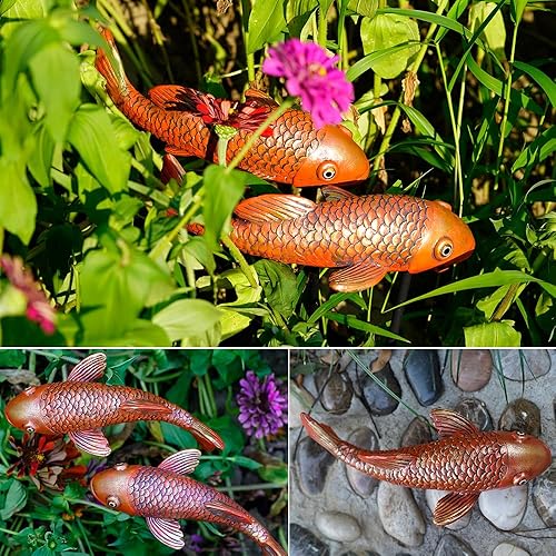Miniatura 4 de Estatuas de Jardín de Peces Koi de Cerámica Antigua - Juego de 2  Exquisitas Esculturas de Peces para Exteriores, Patio, Estanque y Decoraciones de