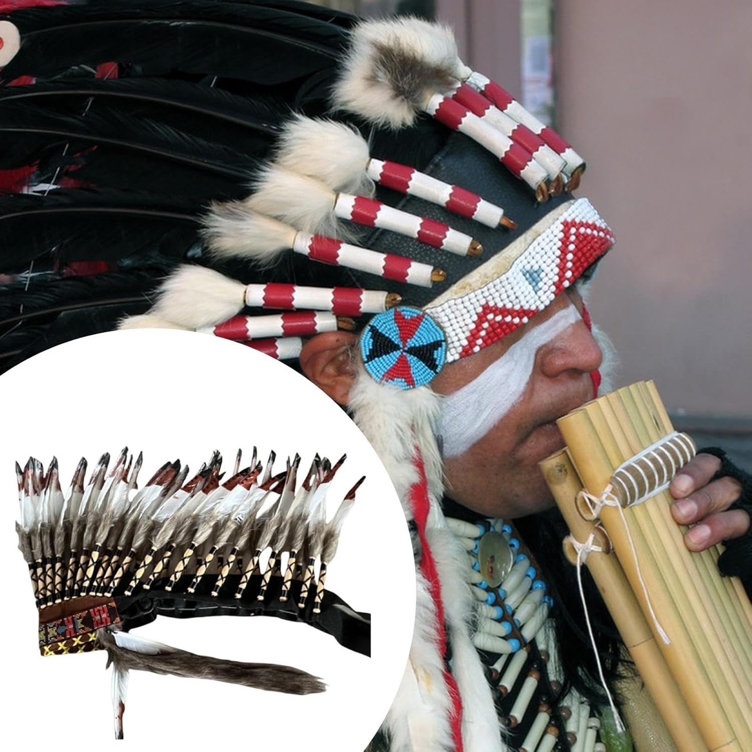 Artificial Feather Headdress Chief Costume Headpiece for Themed Party Men Women