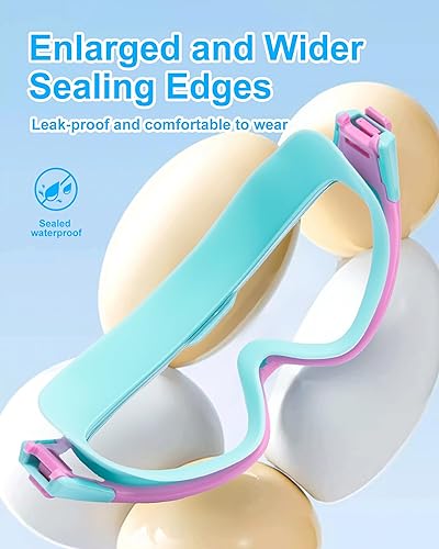 Miniatura 8 de Swim Goggle Kids,Leak-Proof,Anti-Fog Pool Glasses,Wide View Swimming Goggles for 3-14,With Ear Plugs and Nose Clip Rosado/Verde,Negro -,Color