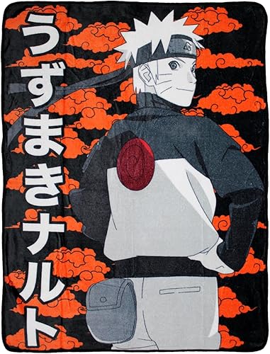 JUST FUNKY Naruto Fleece 45 x 60 pulgadas Manta con Naruto Uzumaki Decoración para el hogar Manta Naruto Shippuden Ideal para coleccionistas de