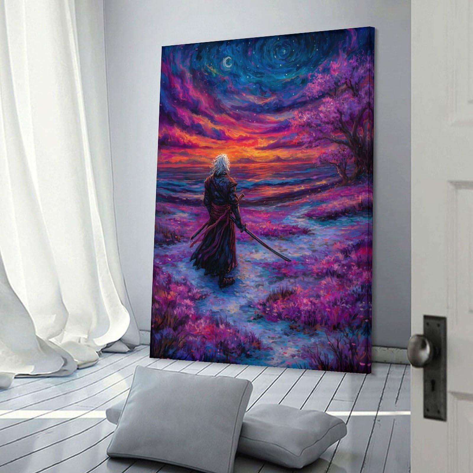 Toile samouraï crépuscule déco murale grand format pour chambre - 4