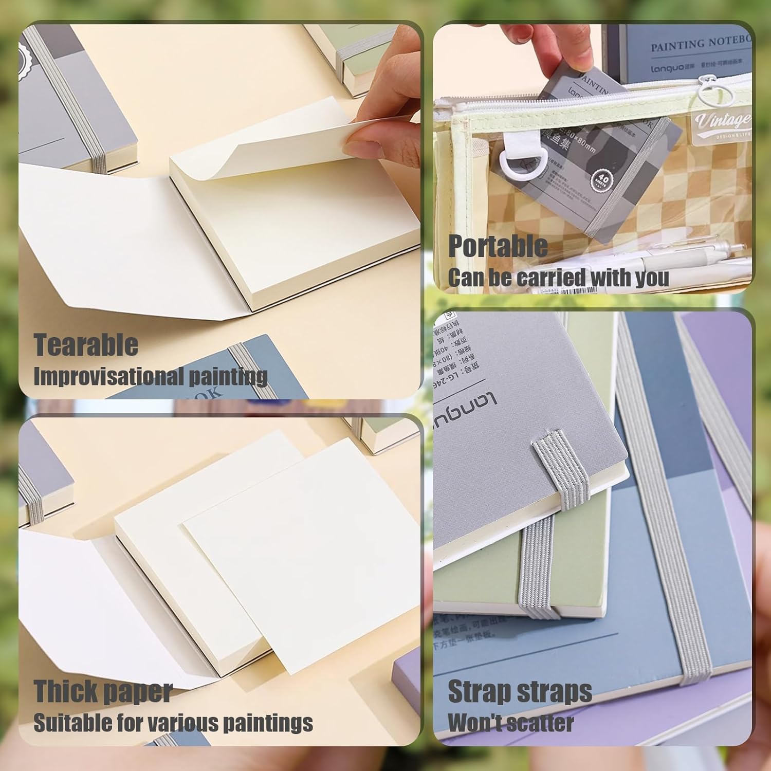 Mini Watercolor Paint Set, Travel Paint kit, Pocket Watercolor Set with 12 Color, Wooden Grid Paint Box, Sketchbook, 6 Brush, Portable Paint Palette for Beginners, Artists Enthusiasts(Wooden-S) - Image 6