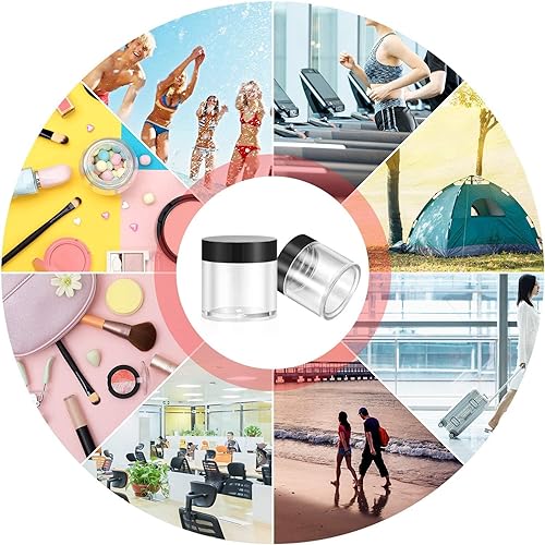 Miniatura 2 de Pequeños recipientes de plástico con tapas, 30 tarros de plástico con tapas, recipientes cosméticos reutilizables para cosméticos, lociones,