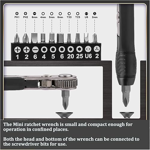 Miniatura 2 de Juego de puntas de destornillador de trinquete de 36 dientes de 1/4 de pulgada, juego de puntas de destornillador de 90 grados de alto par de