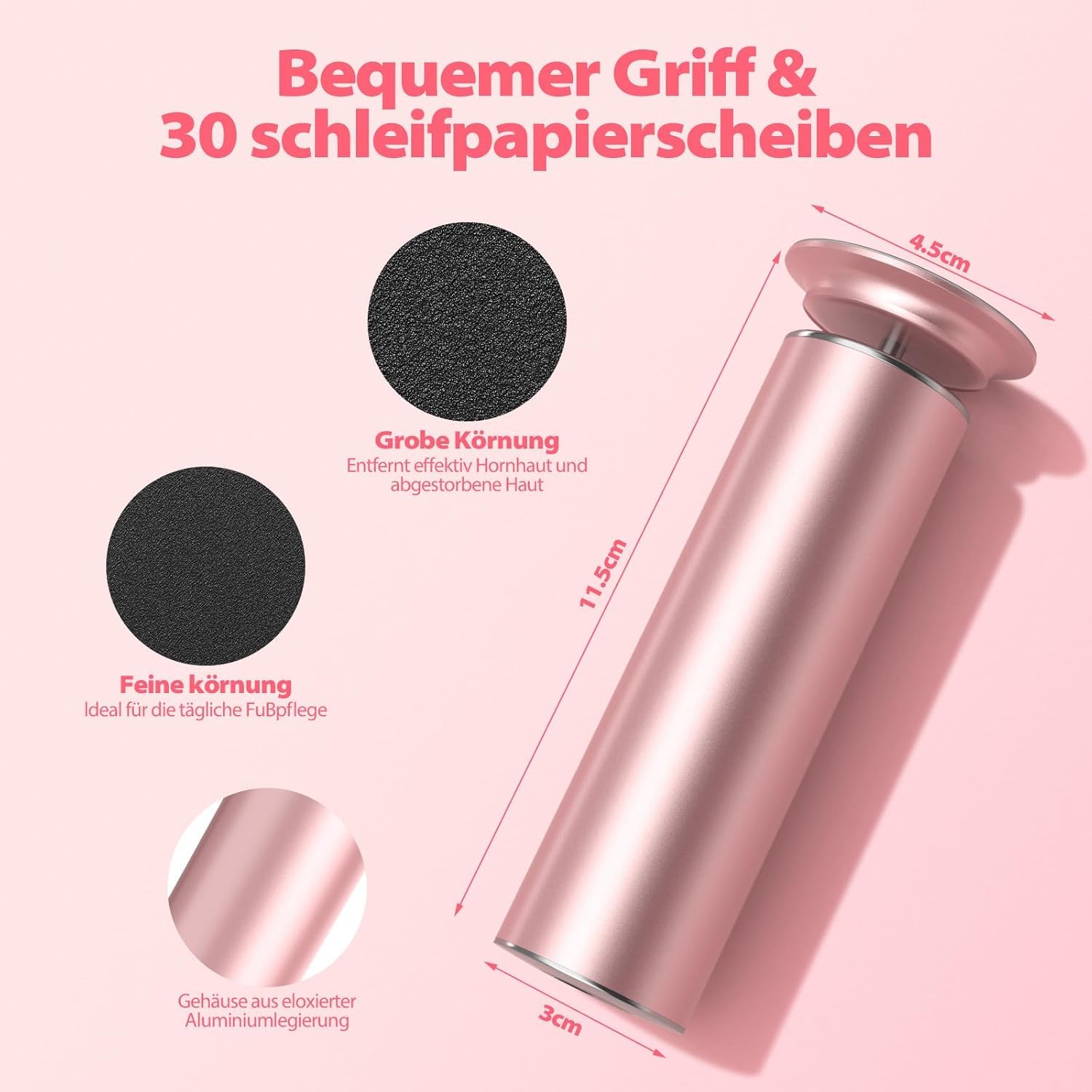 GOANDO Hornhautentferner Elektrisch für Füße hornhaut entfernen fuß Fußpflege mit 60 Schleifpapier Pediküre Set und 1.5m-Netzteil für rissige Fersen Hornhaut harte Haut